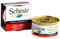 Schesir (Шезир) Tuna & Prawns - Консервированный корм с тунцом и креветками для взрослых котов и кошек (85 г) в E-ZOO