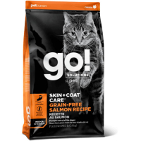 GO! (Гоу!) SOLUTIONS Skin+Coat Care Grain Free Salmon Recipe - Сухой беззерновой корм с лососем для котят и кошек (7,26 кг)