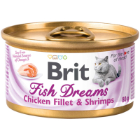 Brit (Брит) Fish Dreams Chicken Fillet & Shrimps - Консервы с куриным филе и креветками для кошек (80 г)