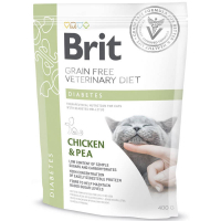 Brit GF Veterinary Diet (Бріт Ветерінарі Дієт) Cat Diabetes - Беззернова дієта при діабеті з куркою та горохом для котів (400 г) в E-ZOO