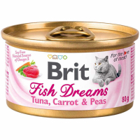Brit (Брит) Fish Dreams Tuna, Carrot & Peas - Консервы с тунцом, морковью и горохом для кошек (80 г)