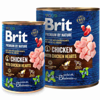 Brit Premium (Брит Премиум) by Nature Chicken with Hearts - Консервированный корм с курицей и куриным сердцем для собак (паштет) (400 г)
