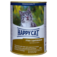 Happy Cat (Хеппі Кет) Dose Ente & Huhn Gelee - Консервований корм з качкою і курчам для котів, шматочки в желе (400 г) в E-ZOO