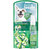 TropiClean (Тропіклін) TropiClean Liquid Floss + Rope Ball - Іграшка зі спреєм для очищення зубів для собак (Комплект) в E-ZOO
