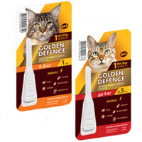 Golden Defence (Голден Дефенс) - Краплі на холку від паразитів для котів (1 піпетка) (4-8 кг) в E-ZOO