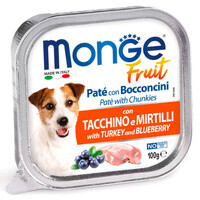 Monge (Монж) DOG FRUIT - Нежный паштет с мясом индейки и черникой для собак (100 г) в E-ZOO