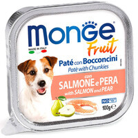 Monge (Монж) DOG FRUIT - Нежный паштет с лососем и кусочками груши для собак (100 г) в E-ZOO