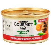 Gourmet (Гурмэ) Naturals - Консервированный корм Натуральные рецепты "Тушеная говядина с морковью" для котов (85 г) в E-ZOO