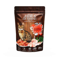 Home Food (Хоум Фуд) Сухой корм «Курочка и креветка» для взрослых активных котов и кошек (400 г)