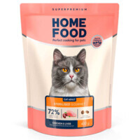 Home Food (Хоум Фуд) CHICKEN & LIVER - Сухой корм с курицей и печенью для взрослых привередливых котов (1,6 кг) в E-ZOO