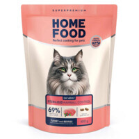 Home Food (Хоум Фуд) HAIRBALL CONTROLL - Сухой корм с курицей, уткой и индейкой для котов, профилактика образования комков шерсти (400 г) в E-ZOO
