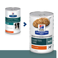 Hill's (Хиллс) Wet PD Canine w/d Diabetes Care (Digestive/Weight/Diabetes Management) - Консервированный корм-диета с курицей для собак при сахарном диабете (370 г)