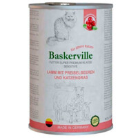 Baskerville (Баскервиль) Консервированный корм супер-премиум класса с ягнёнком, клюквой и кошачьей травой для пожилых и стареющих кошек с чувствительным пищеварением (400 г) в E-ZOO