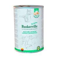 Baskerville (Баскервиль) Консервированный корм класса холистик с телятиной и лососем, с пастернаком и кресс-салатом для взрослых котов (400 г)