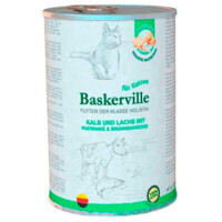 Baskerville (Баскервиль) Консервированный корм класса холистик с телятиной и лососем, с пастернаком и кресс-салатом для взрослых котов (400 г) в E-ZOO