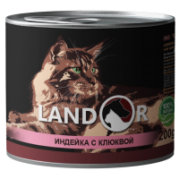 Landor (Ландор) Sterilized Cat Turkey&Cranberry - Консервований корм з індичкою і журавлиною для стерилізованих дорослих котів (200 г) в E-ZOO