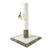 AnimAll (ЭнимАлл) Когтеточка-столбик с леопардовым принтом и перышком (30х30х42 см) в E-ZOO