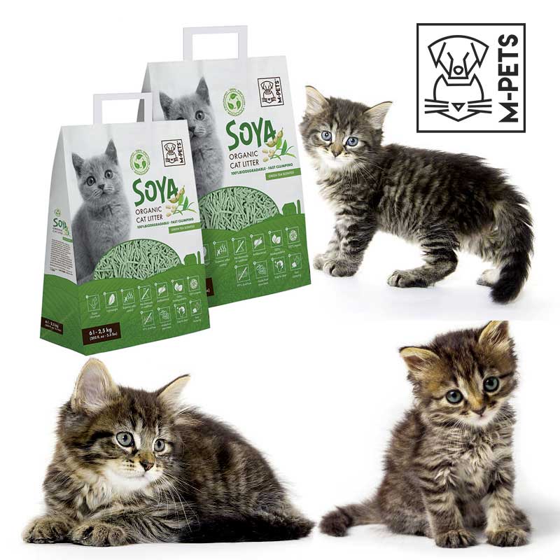 Наполнитель для котят и взрослых котов M-Pets (М-Петс) Soya Organic Cat Litter Green Tea Scented